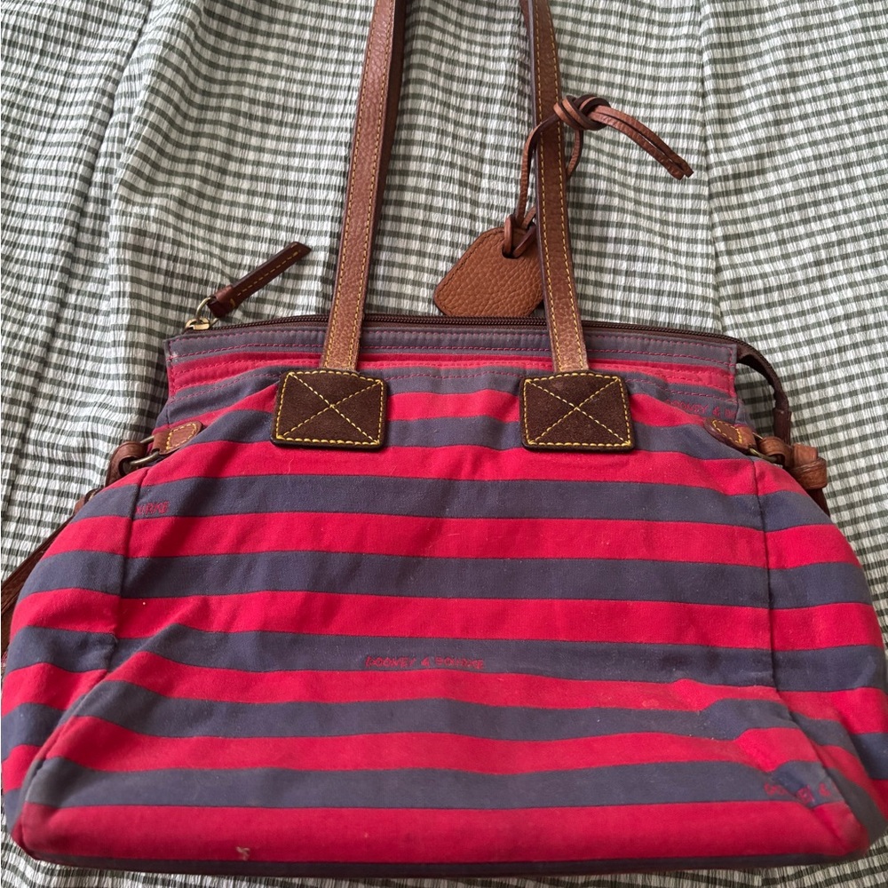 Dooney & Bourke Red and Brown Striped Shoulder Bag